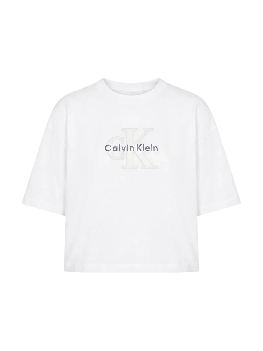 Calvin Klein Jeans T-shirt crop donna manica corta bianco LV047H820G YAF Calvin Klein Jeans 