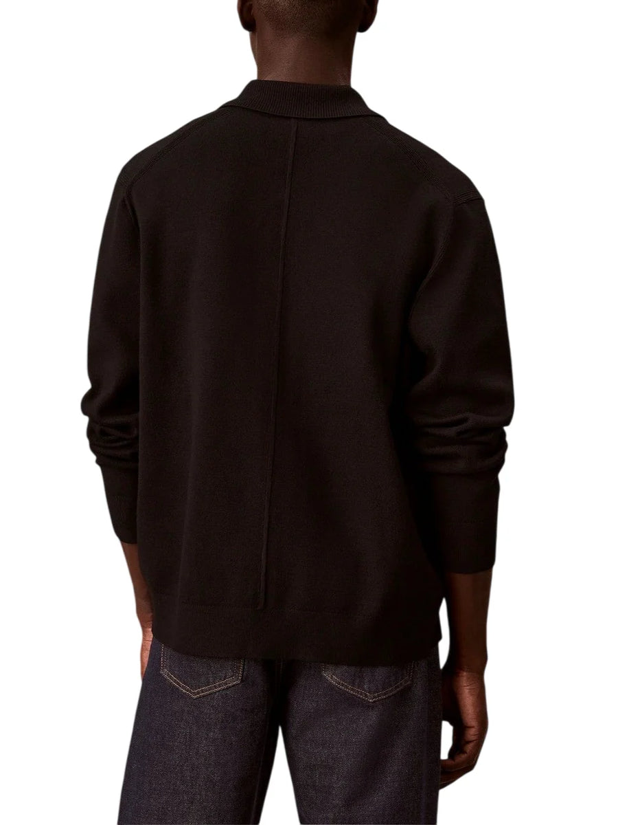 Calvin Klein cardigan uomo stile polo misto viscosa nero