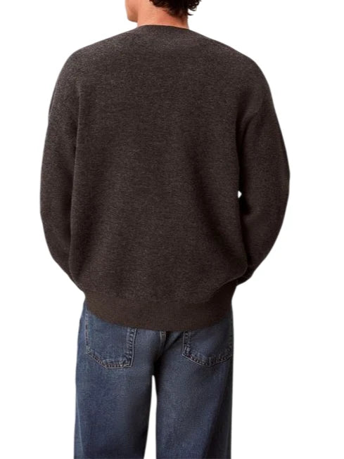 Calvin Klein cardigan uomo misto lana grigio melange