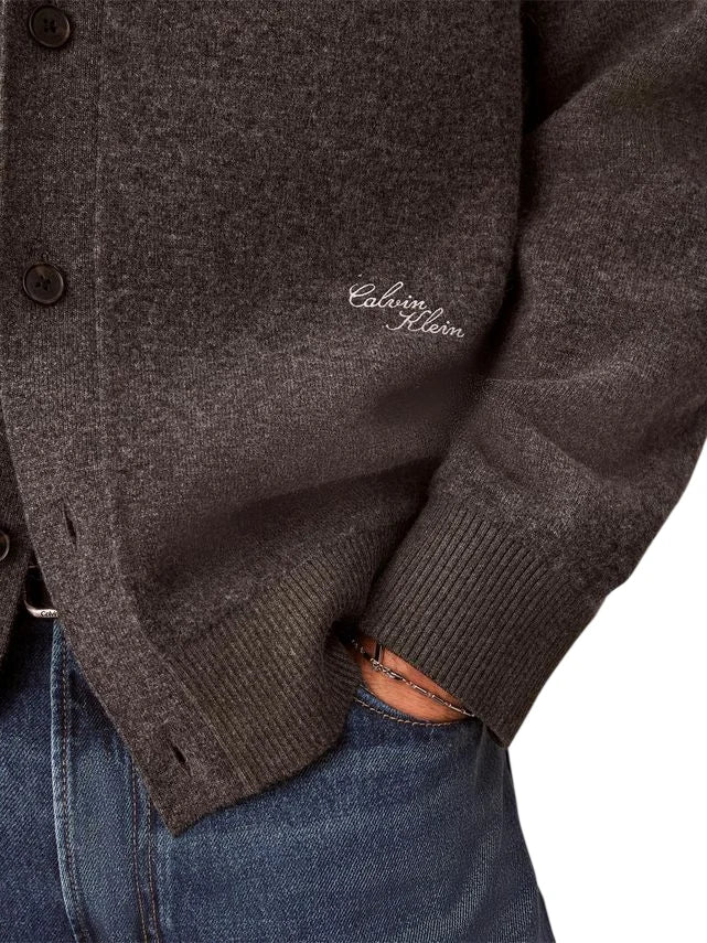 Calvin Klein cardigan uomo misto lana grigio melange