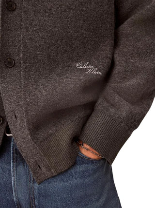 Calvin Klein cardigan uomo misto lana grigio melange LV04LH325G P7I Calvin Klein