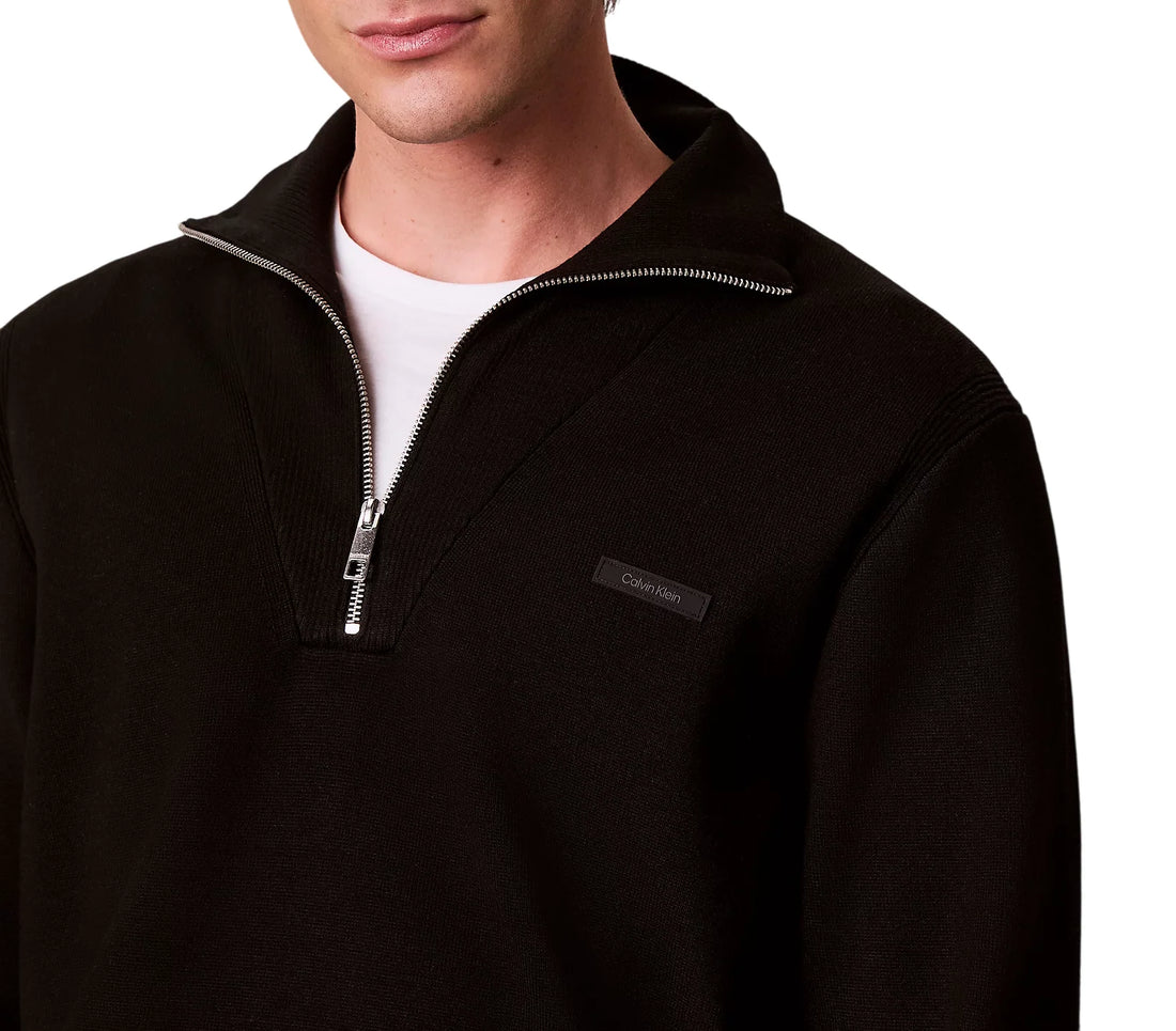 Calvin Klein maglia con zip uomo misto viscosa nero