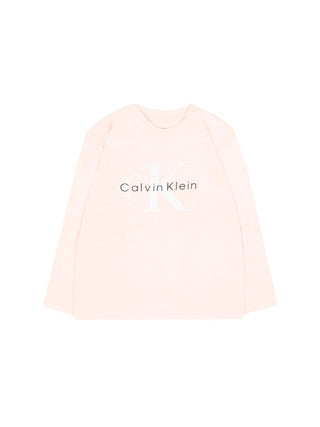 Calvin Klein Jeans T-shirt manica lunga neonata con logo rosa