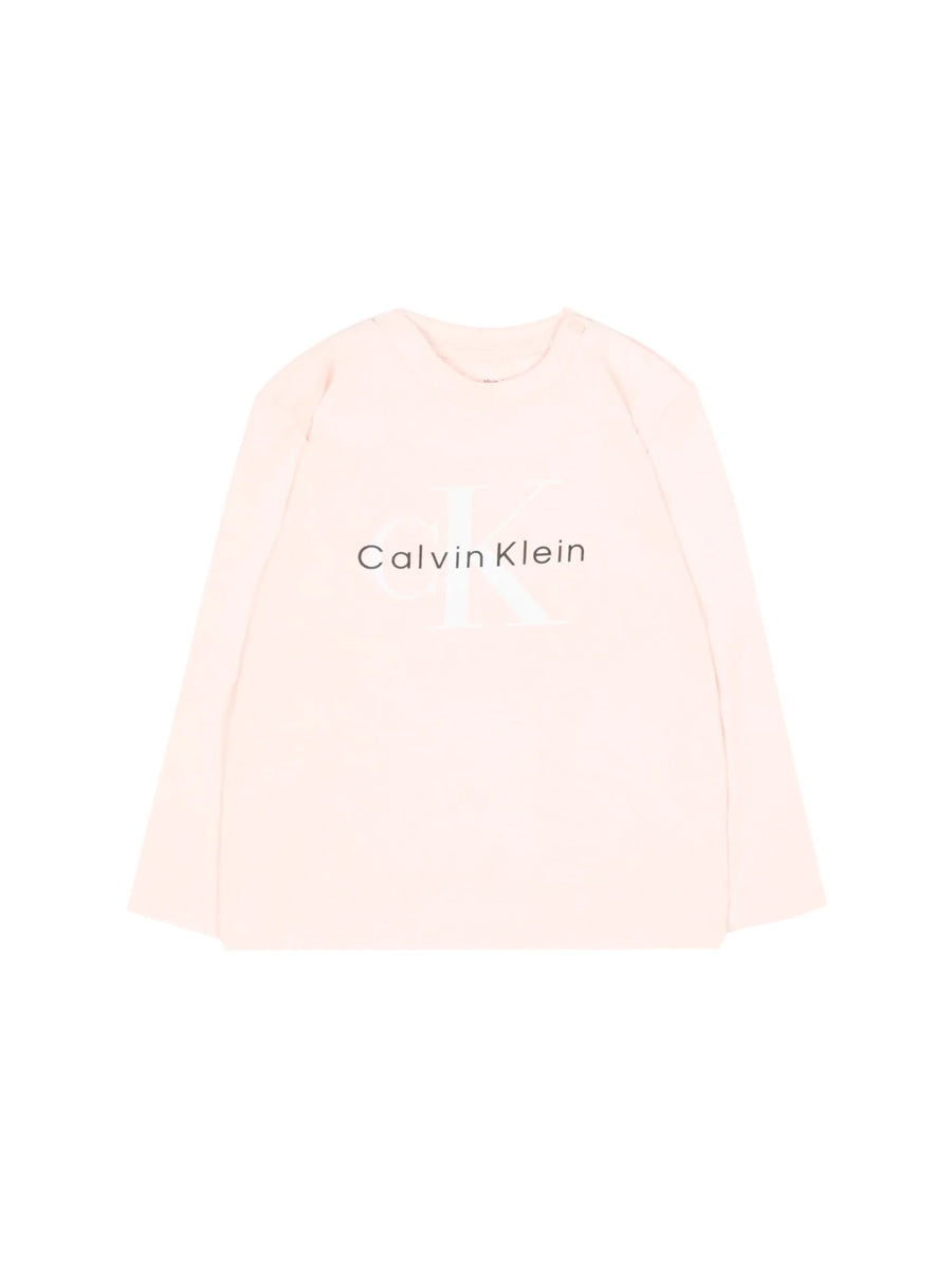 Calvin Klein Jeans T-shirt manica lunga neonata con logo rosa LV1CKTJA49 T0R Calvin Klein Jeans 