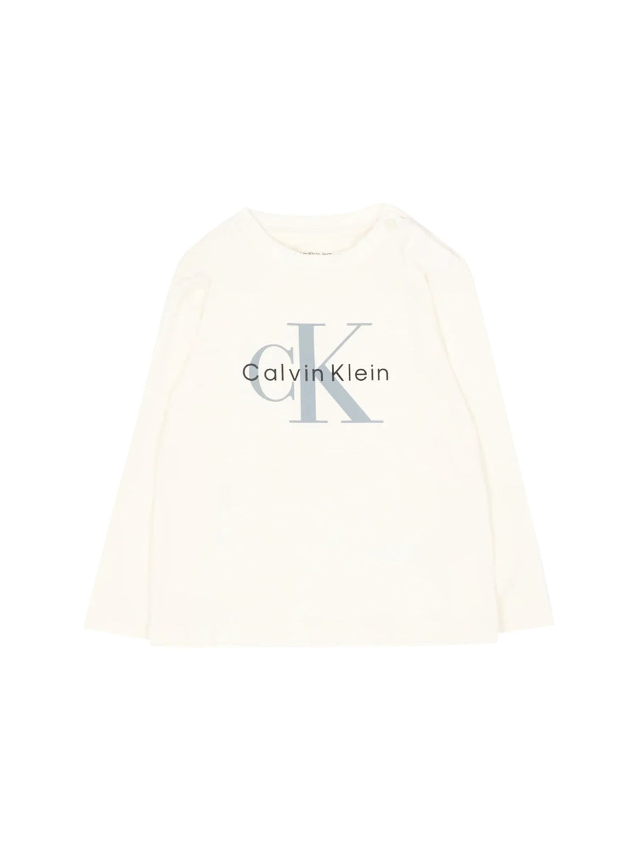 Calvin Klein Jeans T-shirt manica lunga neonata con logo bianco latte LV1CKTJA49 YAS Calvin Klein Jeans 