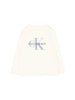 Calvin Klein Jeans T-shirt manica lunga neonata con logo bianco latte