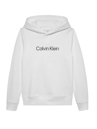Calvin Klein Jeans felpa bambino con cappuccio stampa logo bianco