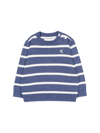 Calvin Klein Jeans maglia neonato a righe blu avio panna