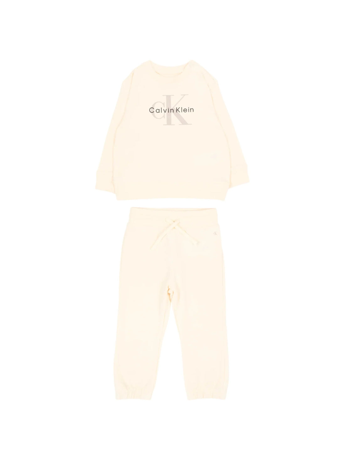 Calvin Klein Jeans tuta sportiva neonato felpa pantaloni beige