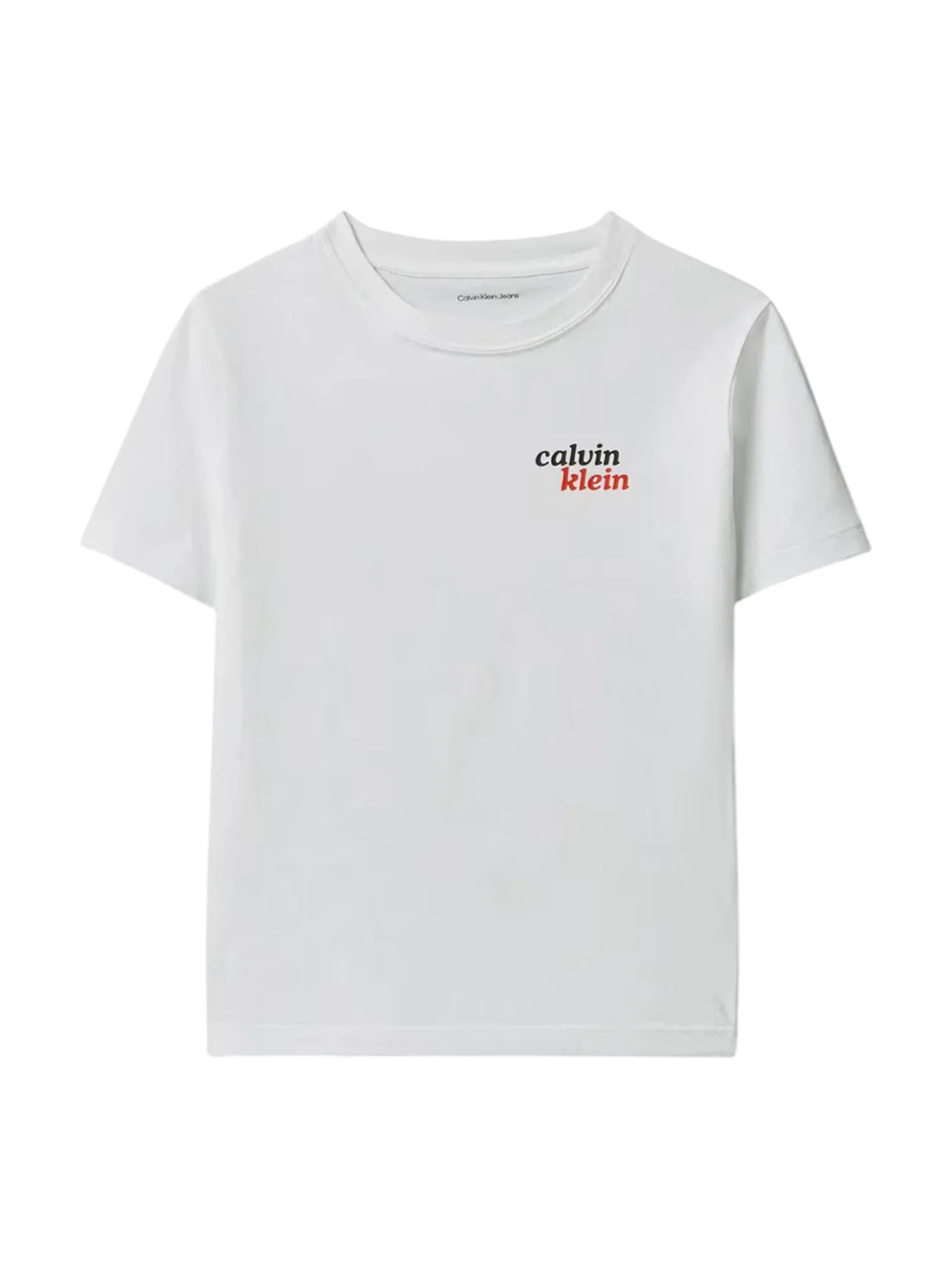 Calvin Klein Jeans T-shirt manica corta con logo flock bianco