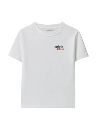 Calvin Klein Jeans T-shirt manica corta con logo flock bianco
