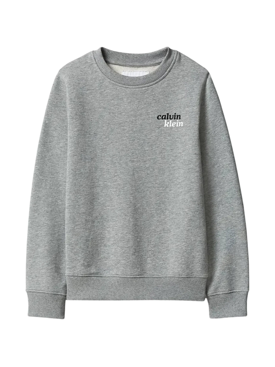 Calvin Klein Jeans felpa bambino con logo flock grigio