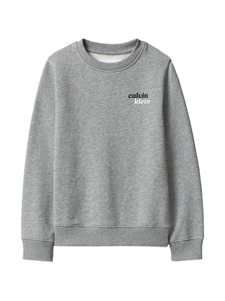 Calvin Klein Jeans felpa bambino con logo flock grigio