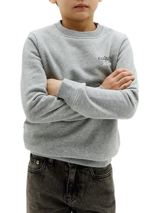 Calvin Klein Jeans felpa bambino con logo flock grigio