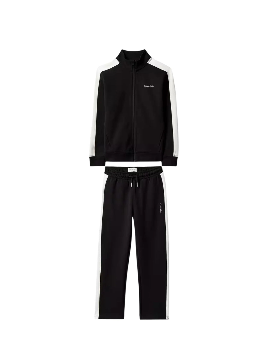 Calvin Klein Jeans tuta sportiva bambino giacca pantaloni nero panna