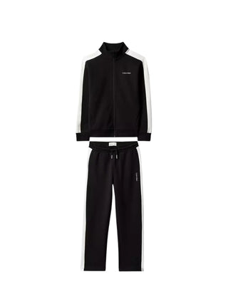 Calvin Klein Jeans tuta sportiva bambino giacca pantaloni nero panna
