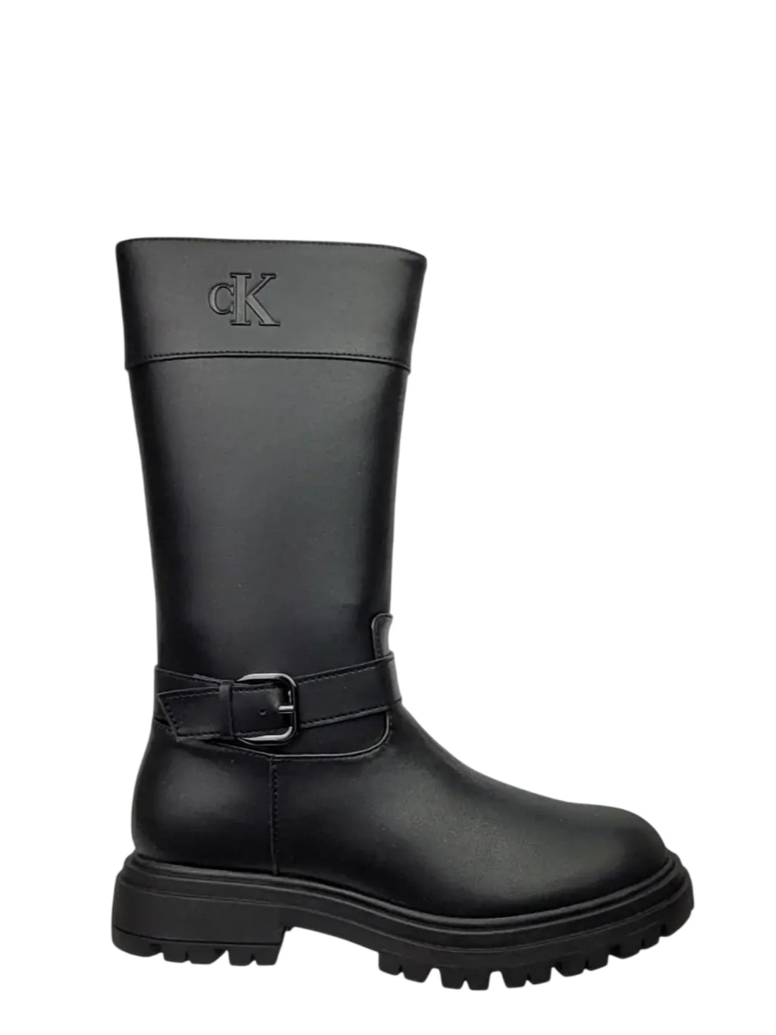 Calvin Klein stivali alti bambina in ecopelle nero