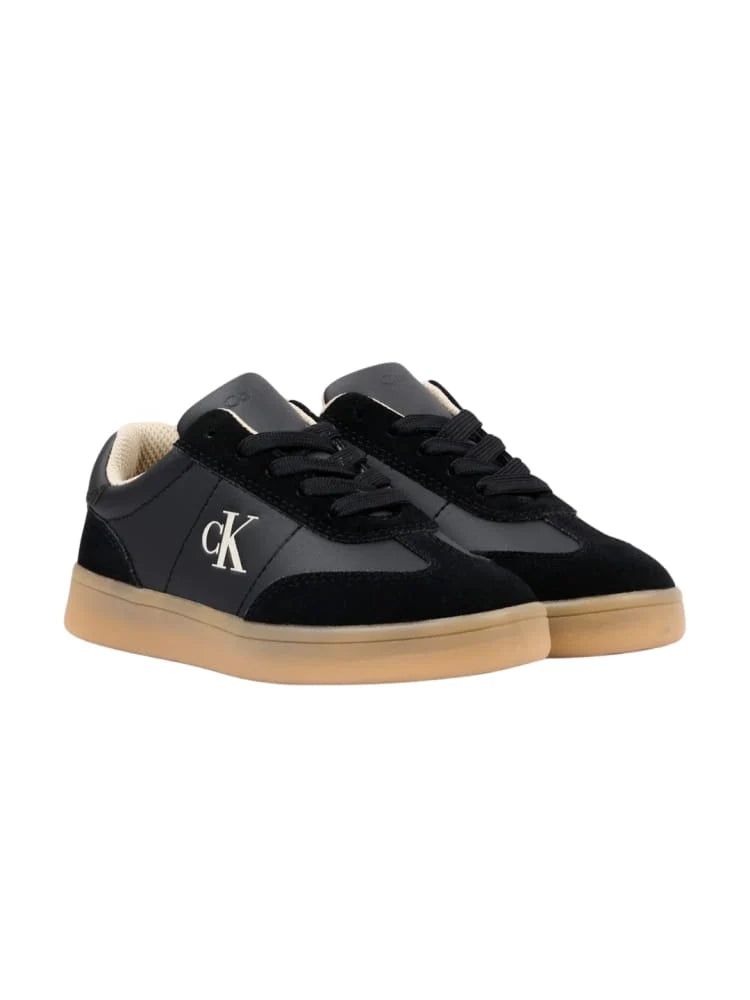 Calvin Klein sneakers bambino in suede ed ecopelle nero