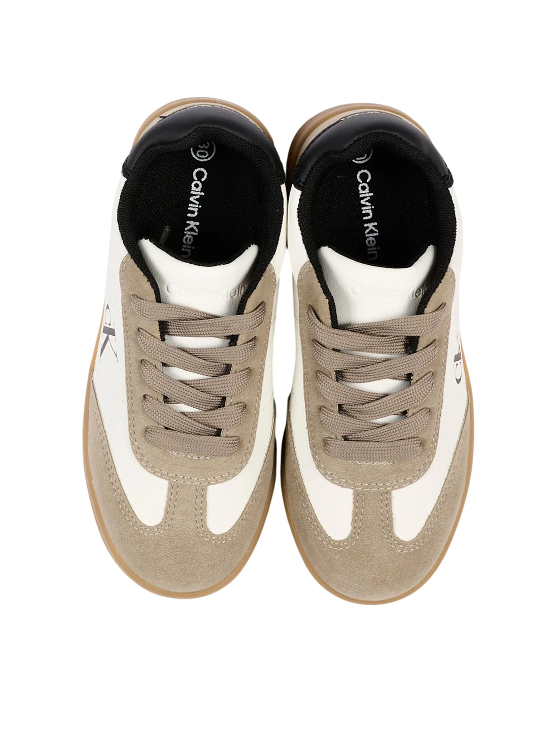 Calvin Klein sneakers bambino in suede ed ecopelle tortora panna