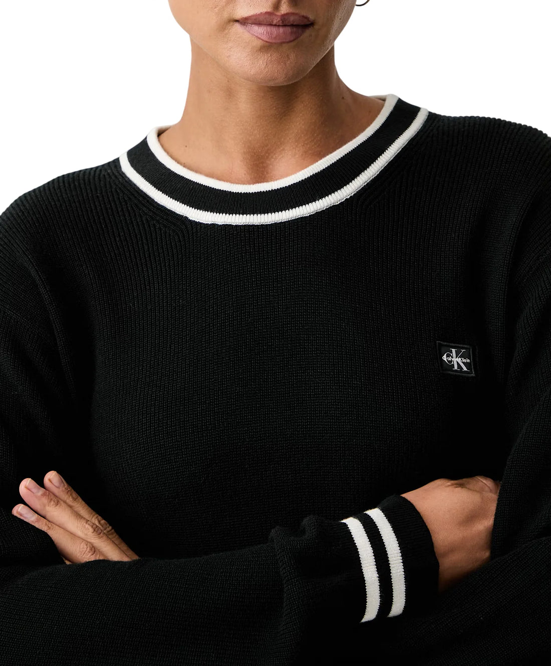 Calvin Klein Jeans maglia donna con profili in contrasto nero