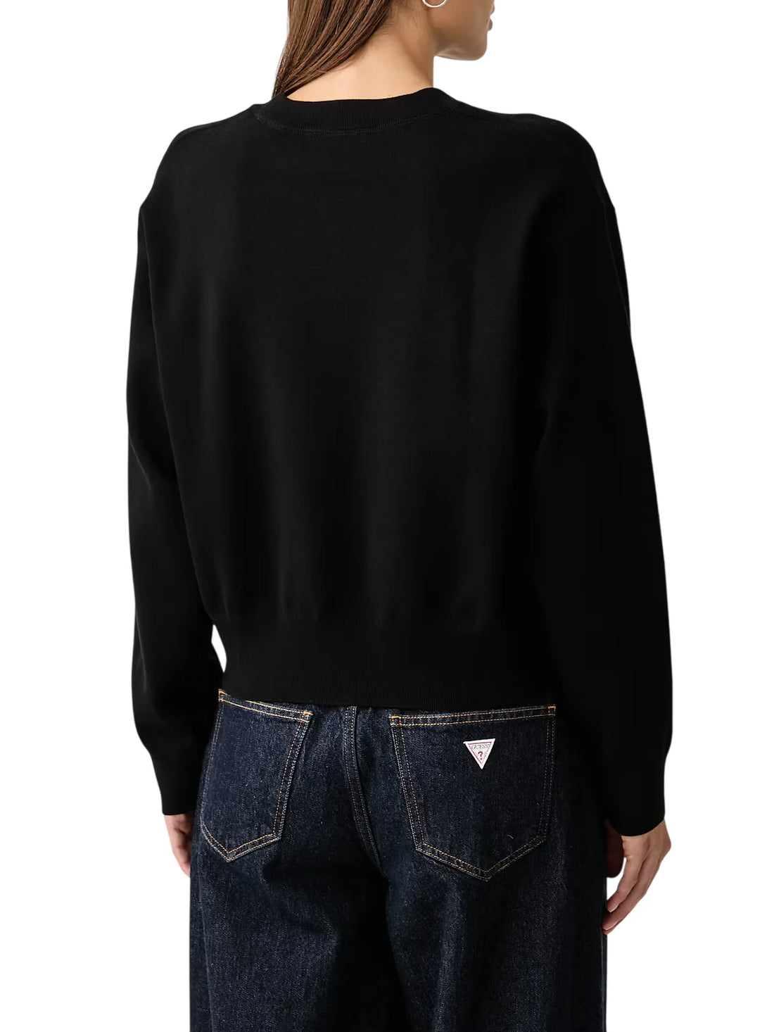 Calvin Klein Jeans maglia girocollo donna con logo jacquard nero