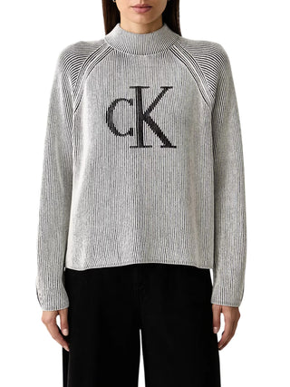 Calvin Klein Jeans maglia lupetto donna bicolor con logo nero bianco LV047H317G UB1 Calvin Klein Jeans 