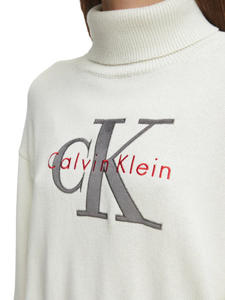 Calvin Klein Jeans maglia dolcevita donna con logo panna LV047H329G YAS Calvin Klein Jeans