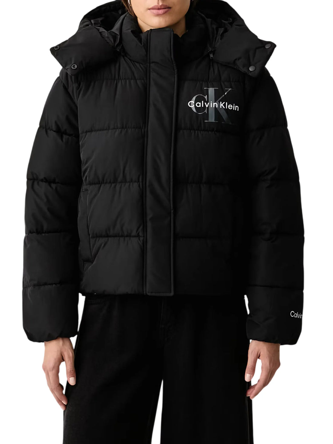 Calvin Klein Jeans piumino trapuntato donna con cappuccio nero