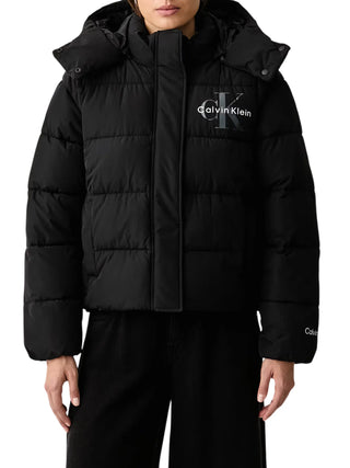 Calvin Klein Jeans piumino trapuntato donna con cappuccio nero LV047H506G UB1 Calvin Klein Jeans 