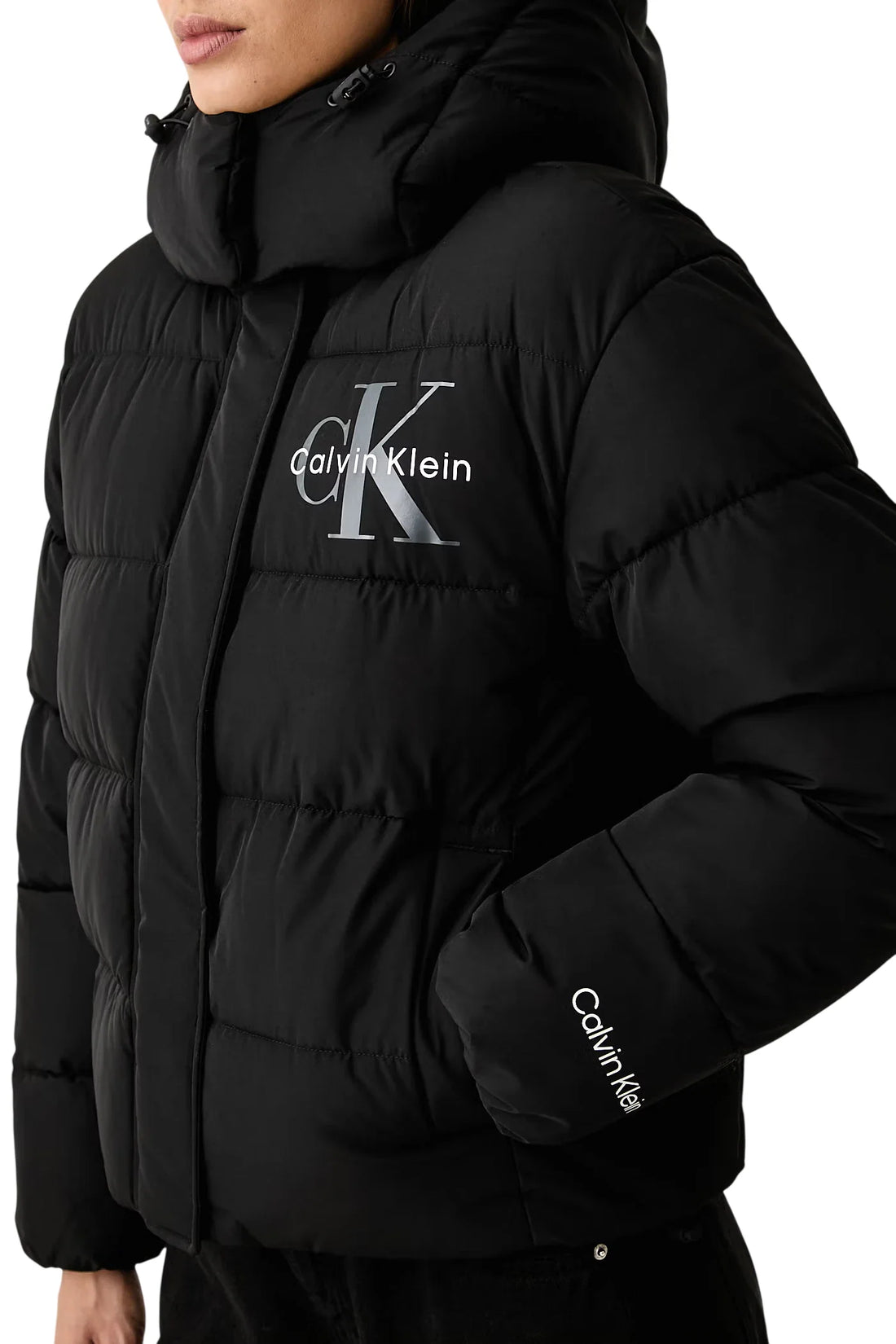 Calvin Klein Jeans piumino trapuntato donna con cappuccio nero