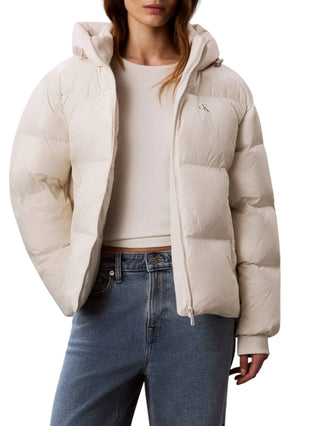 Calvin Klein Jeans piumino donna trapuntato con cappuccio panna LV047H514G 67U Calvin Klein Jeans 