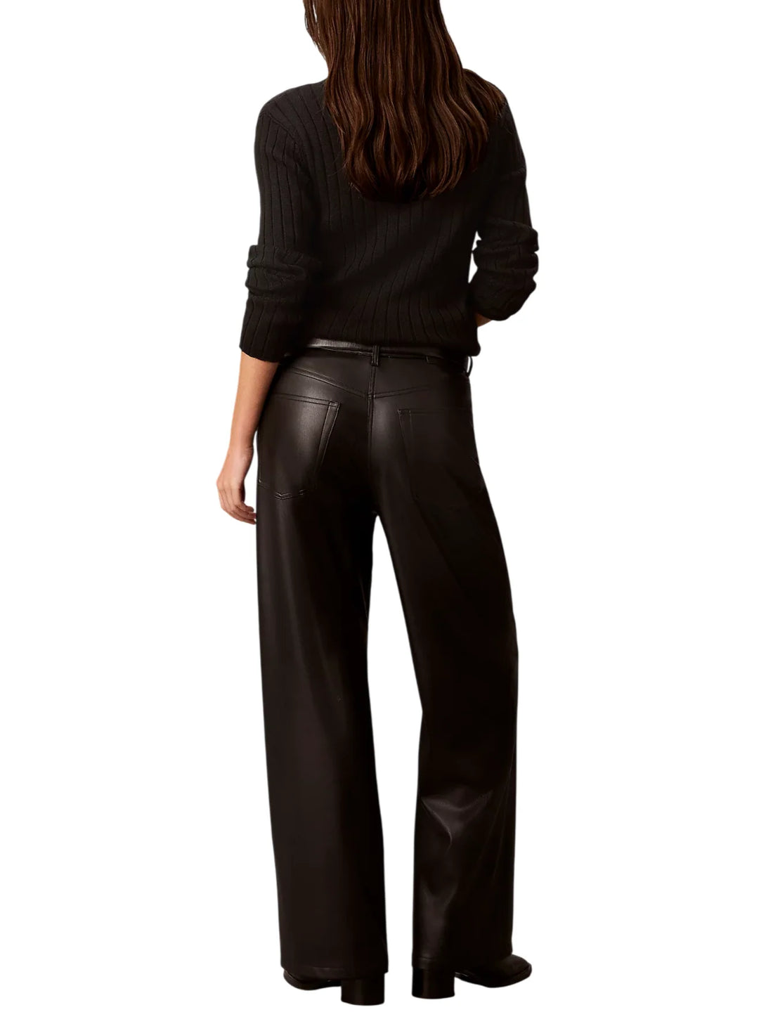 Calvin Klein Jeans pantaloni palazzo donna in ecopelle nero