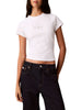 Calvin Klein Jeans T-shirt crop donna manica corta slim bianco