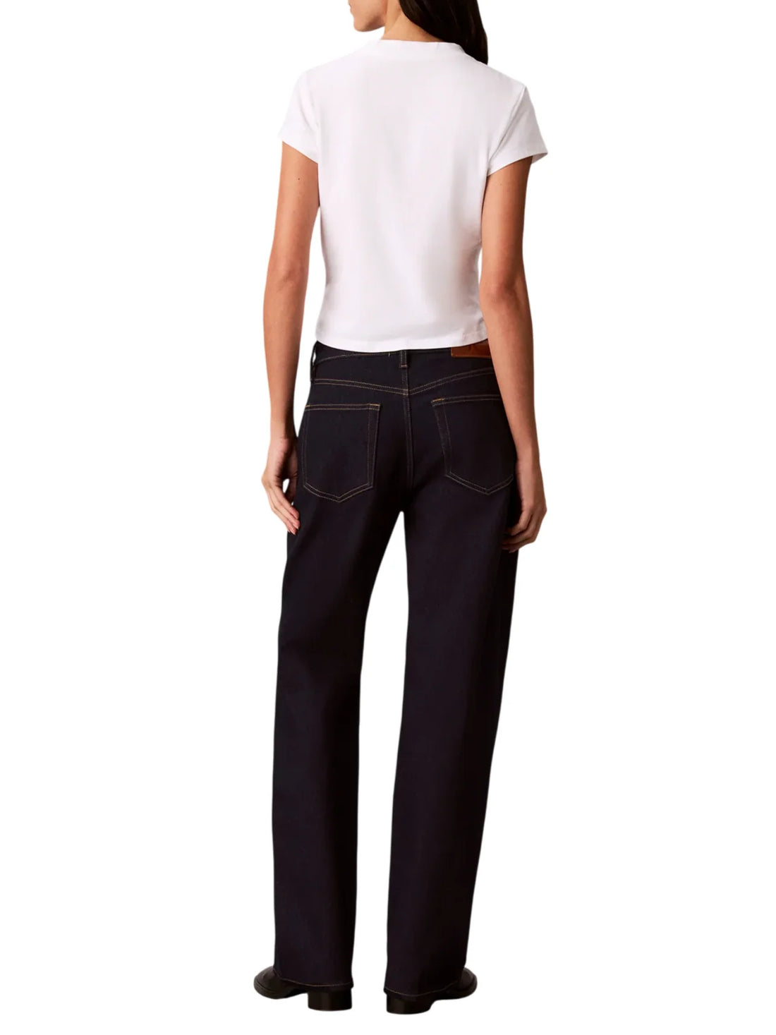 Calvin Klein Jeans T-shirt crop donna manica corta slim bianco