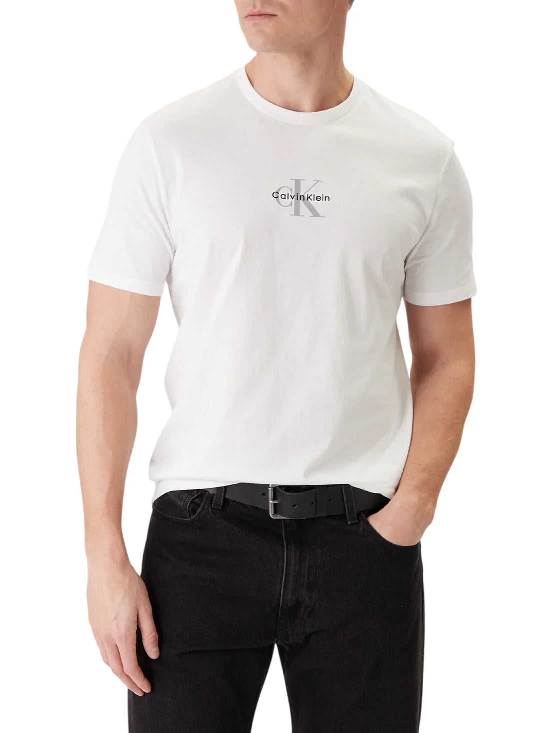 Calvin Klein Jeans T-shirt manica corta con logo uomo bianco