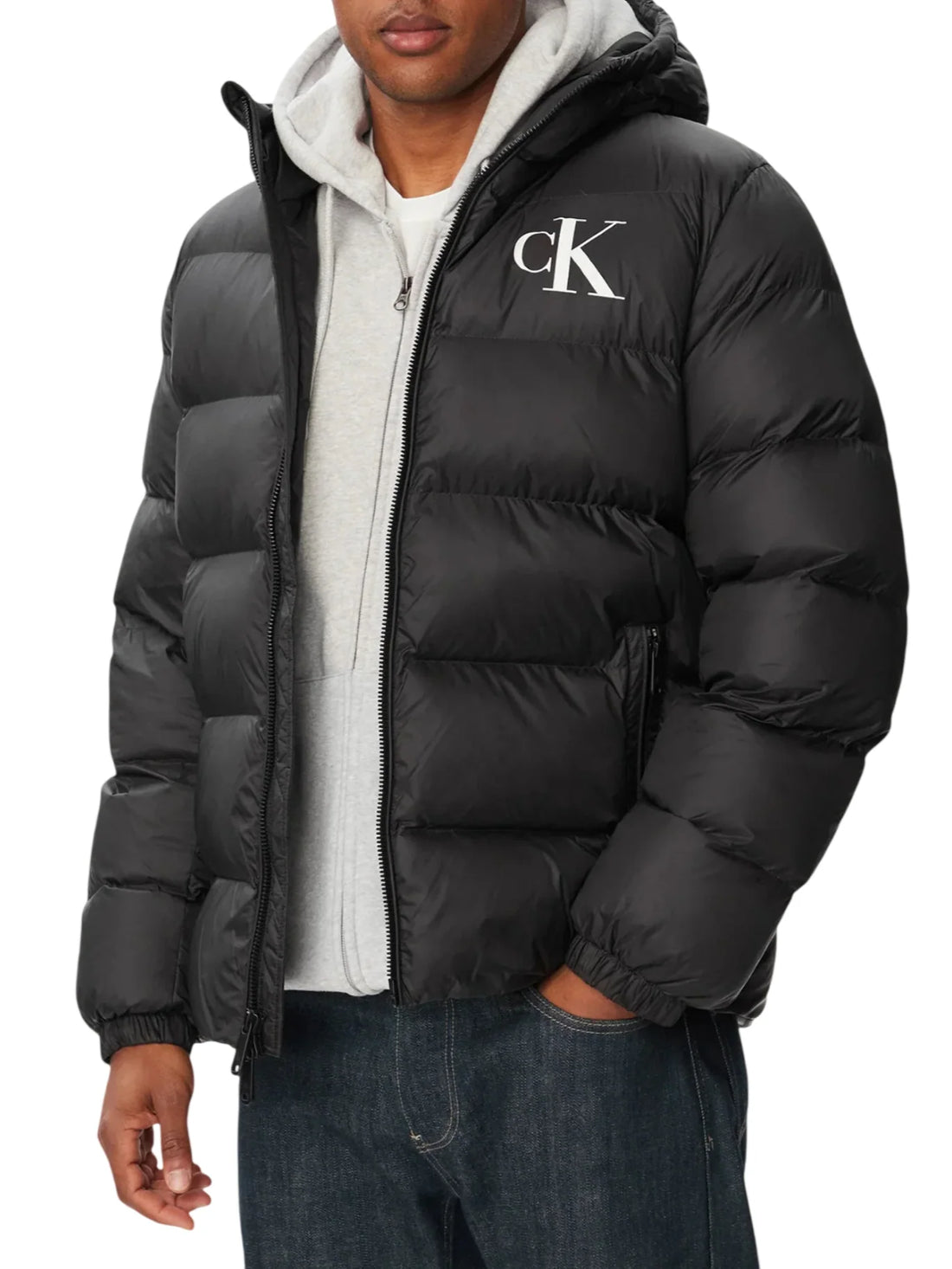 Calvin Klein Jeans piumino trapuntato uomo con cappuccio nero
