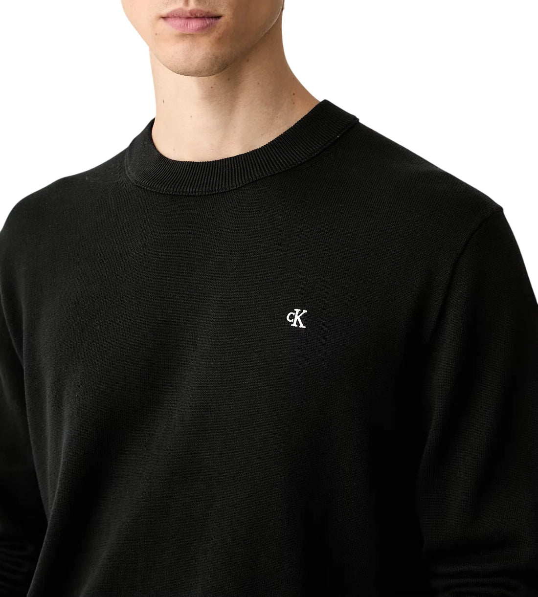 Calvin Klein Jeans maglia girocollo uomo in cotone con logo nero