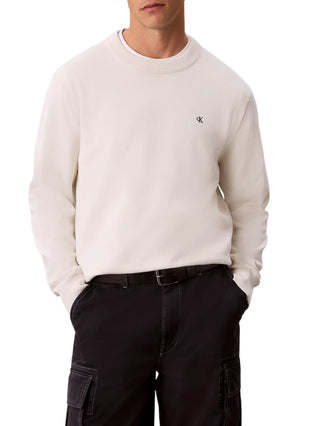 Calvin Klein Jeans maglia girocollo uomo in cotone con logo bianco latte LV04RH325G YAS Calvin Klein Jeans 