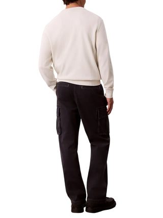 Calvin Klein Jeans maglia girocollo uomo in cotone con logo bianco latte LV04RH325G YAS Calvin Klein Jeans 