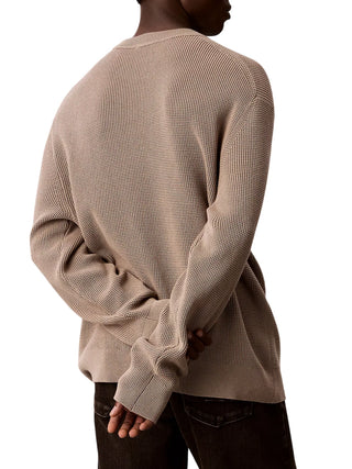 Calvin Klein Jeans maglia uomo in cotone patch logo beige LV04RH326G HMT Calvin Klein Jeans 