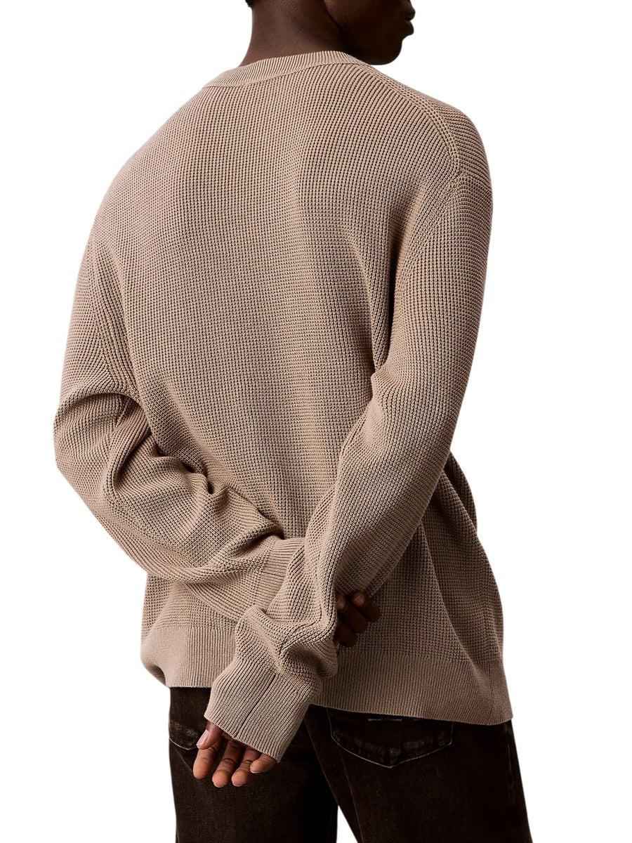 Calvin Klein Jeans maglia uomo in cotone patch logo beige LV04RH326G HMT Calvin Klein Jeans 