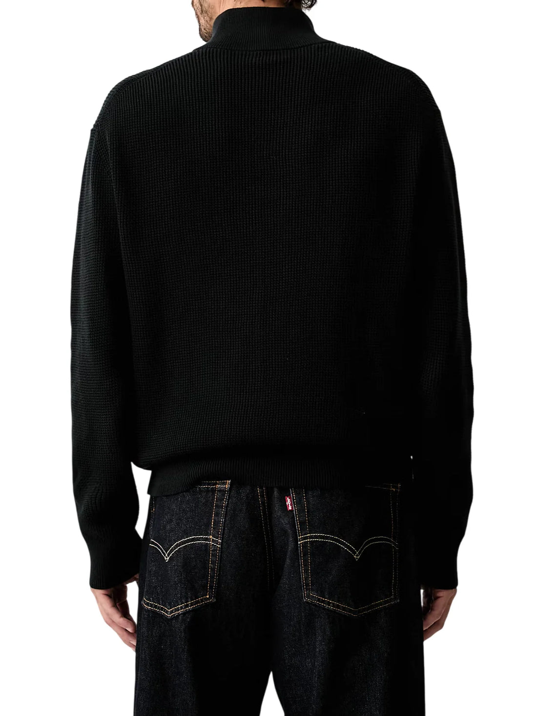 Calvin Klein Jeans maglia uomo mezza zip patch logo nero
