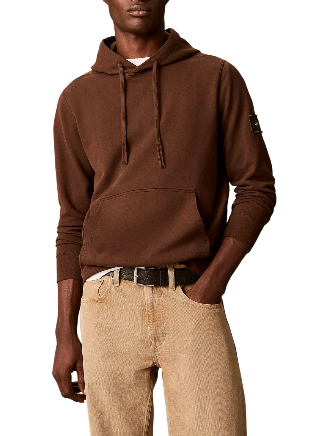 Calvin Klein felpa con cappuccio uomo marrone
