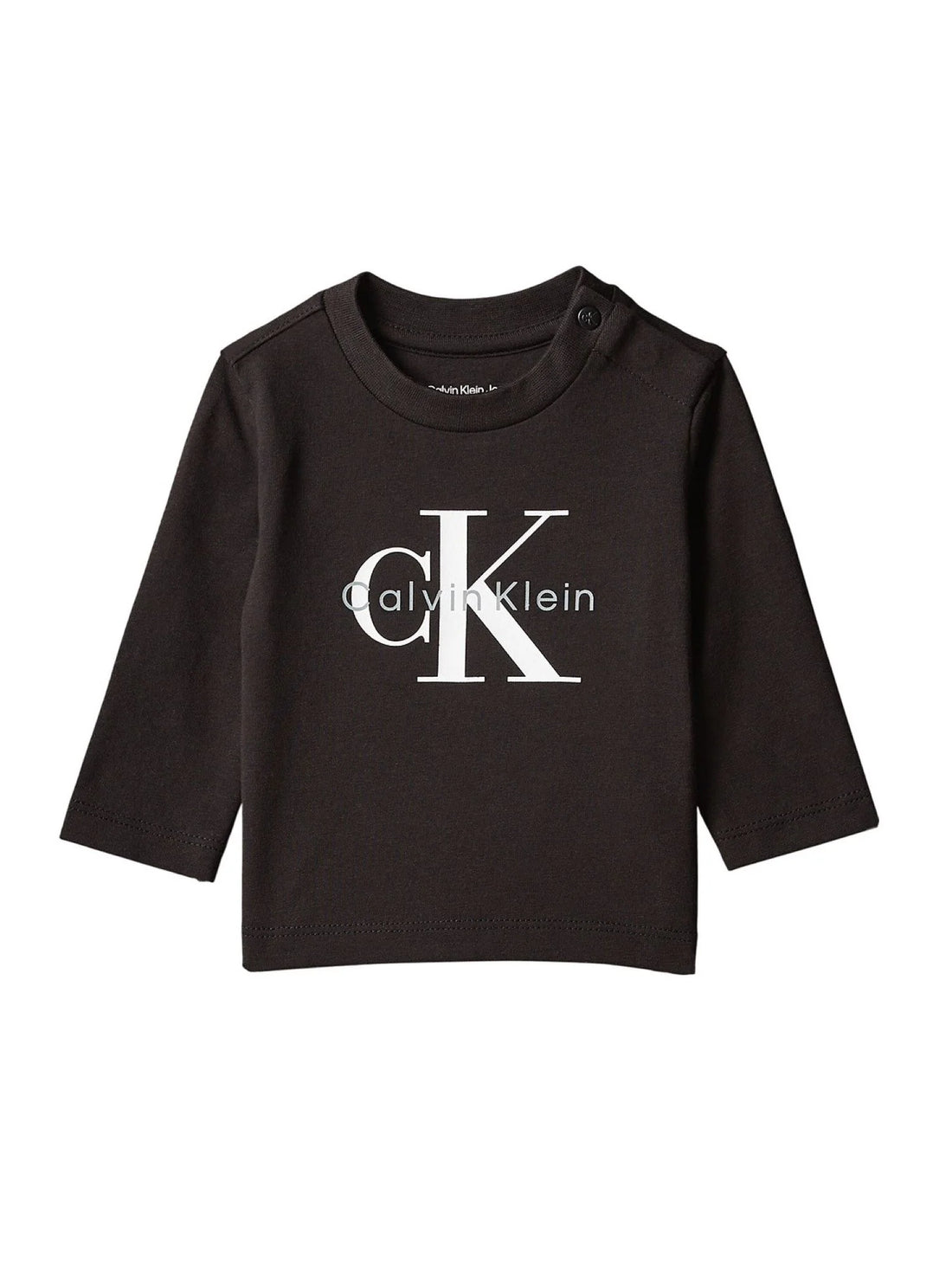 Calvin Klein Jeans T-shirt manica lunga neonato con logo nero