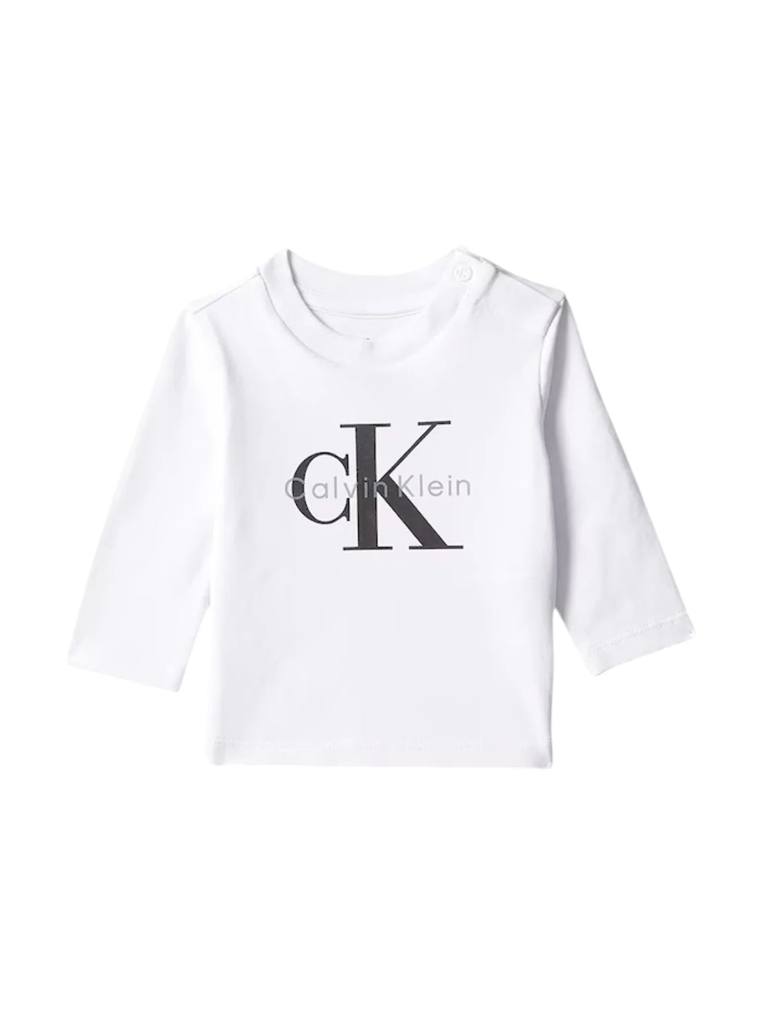 Calvin Klein Jeans T-shirt manica lunga neonato con logo bianco