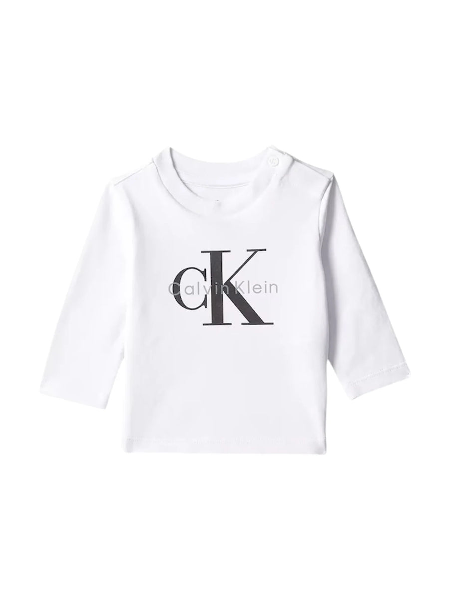 Calvin Klein Jeans T-shirt manica lunga neonato con logo bianco LVCKFJA49N YAF Calvin Klein Jeans 