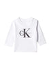 Calvin Klein Jeans T-shirt manica lunga neonato con logo bianco