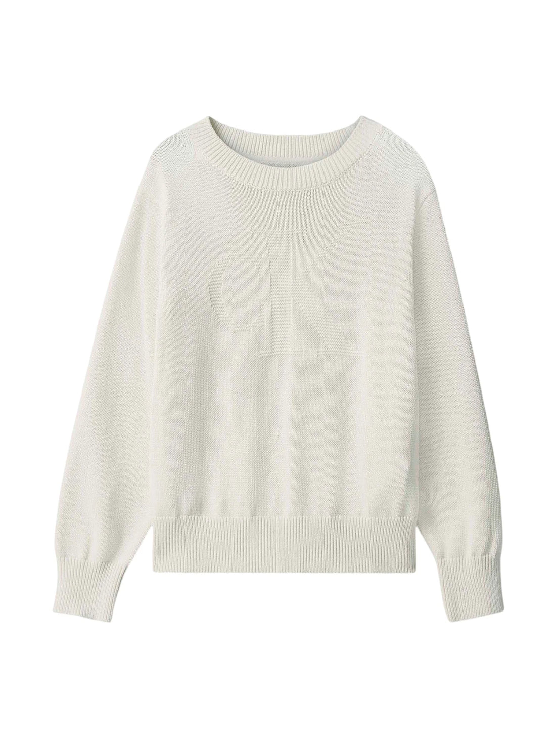 Calvin Klein Jeans maglia bambino con logo jaquard ecrù