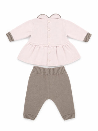 Colori Chiari completo neonata in lana maglia e pantaloni rosa tortora FF218590-4977 8224 COLORICHIARI