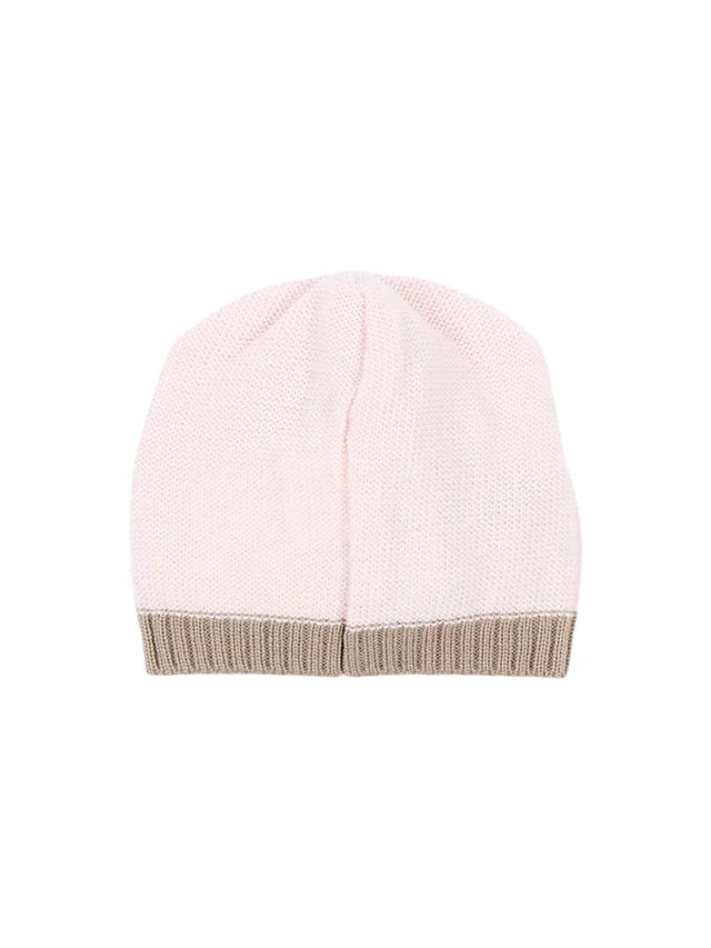 Colori Chiari cappello in lana neonata con fiocco rosa tortora